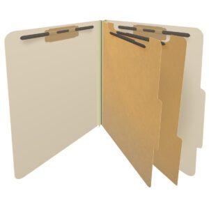 18 Pt. Manila Classification Folders, Top Tab, Letter, 2 Dividers, Fasteners 1 & 3 (10/Bx)