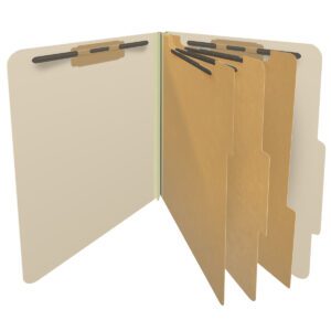 18 Pt. Manila Classification Folders, Top Tab, Letter, 3 Dividers, Fasteners 1 & 3 (10/Bx)