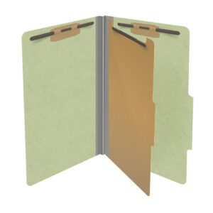 25 Pt. Pressboard Classification Folders, Top Tab, Legal, 1 Divider, Fasteners 1 & 3, 14 Colors (10/Bx)