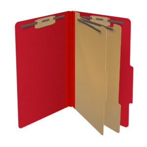 25 Pt. Pressboard Classification Folders, Top Tab, Legal, 2 Dividers, Fasteners 1 & 3, 14 Colors (10/Bx)