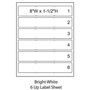 VL Labels, 8"L x 1.5"W, Use with Laser Printers - 6 Labels/Page